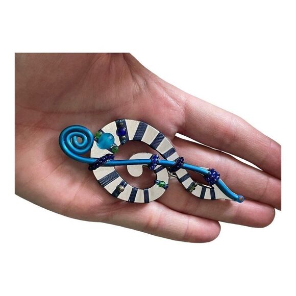 Vintage Liztech Artisian Signed Brooch Treble Clef Music Note - Picture 6 of 11